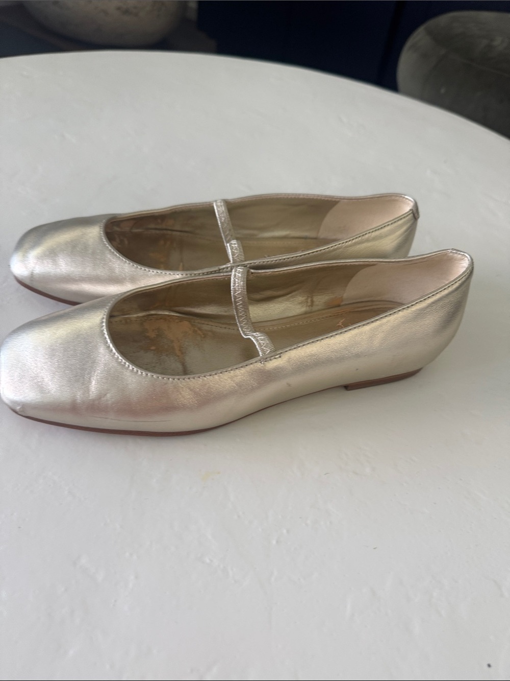 Marc Fisher Metallic Gold Mary Jane Flats